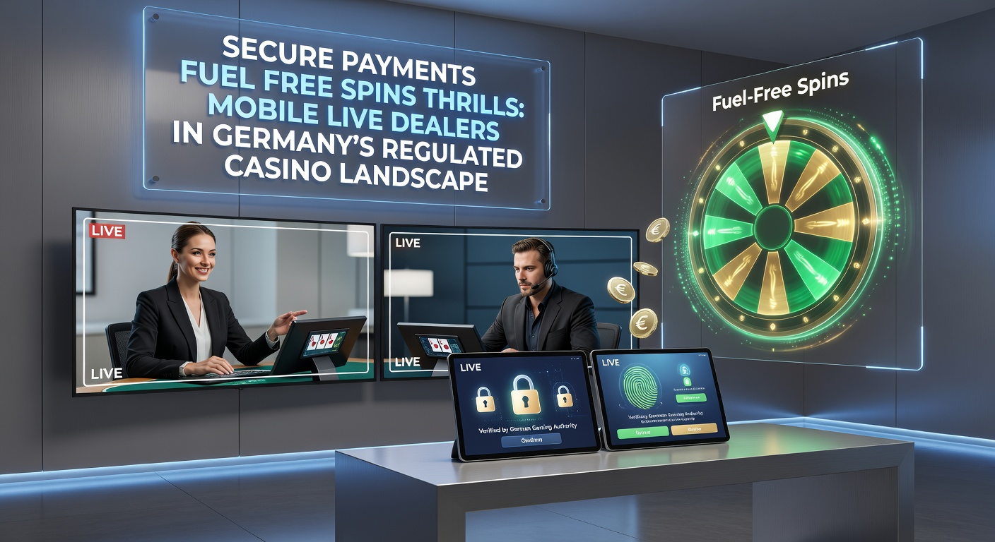 Smartphone mit Live-Dealer-Spiel und sicheren Zahlungssymbolen auf dem Bildschirm, umgeben von deutschen Casino-Elementen